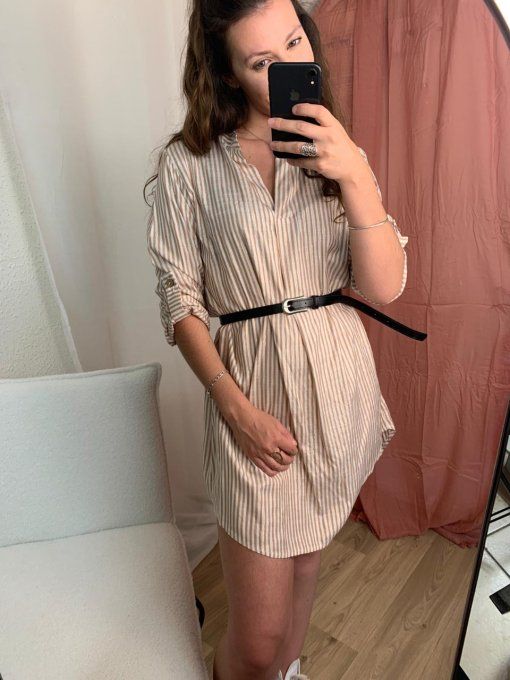 Robe à rayures beige 