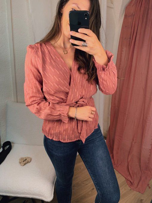 Blouse Cache-cœur vieux rose