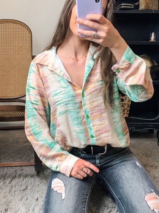 Chemise tie and dye verte 