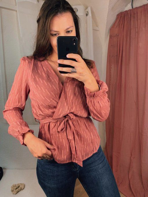 Blouse Cache-cœur vieux rose