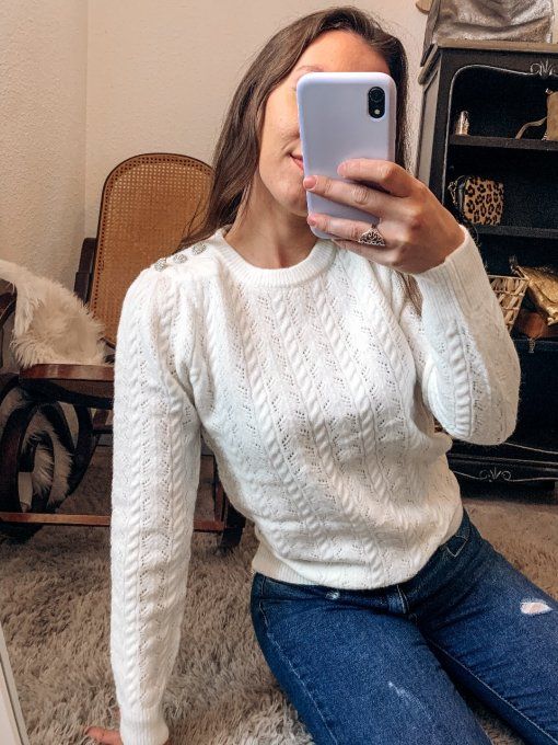 Pull blanc texturé 