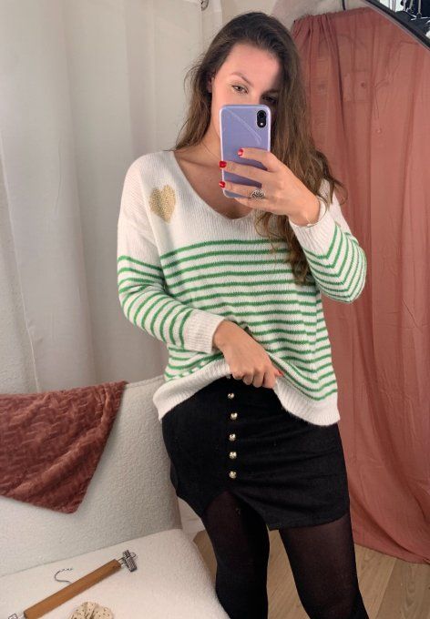 Pull marinière Nora vert 