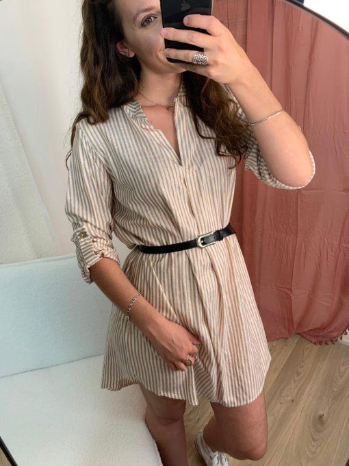 Robe à rayures beige 