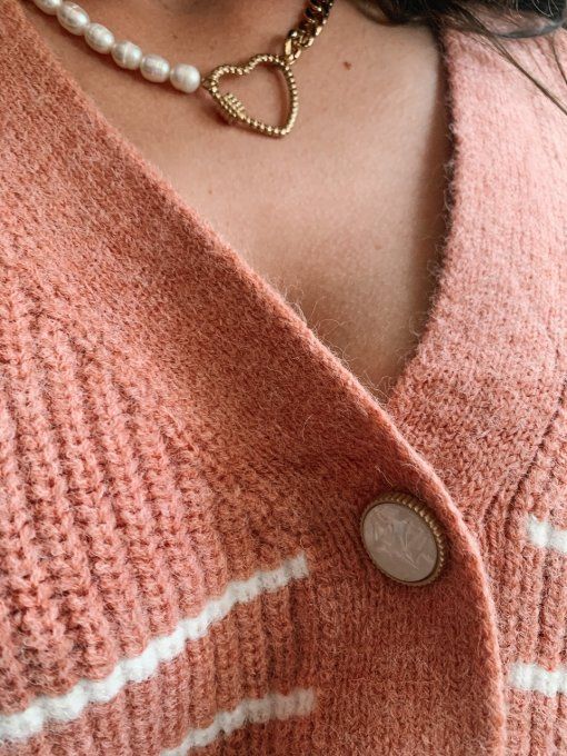 Pull rose à boutons 