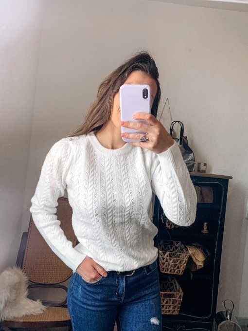 Pull blanc texturé 