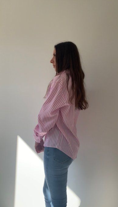 Chemise rayée rose 