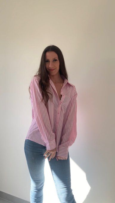 Chemise rayée rose 