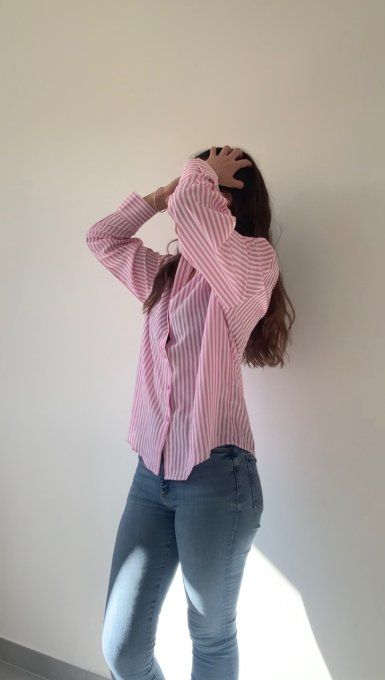 Chemise rayée rose 
