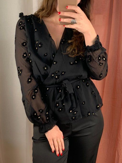 Blouse cache-coeur noire 