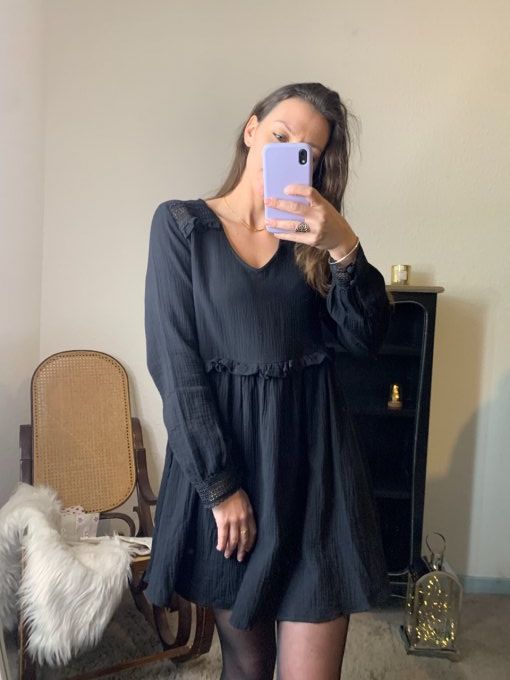 Robe noire en gaze de coton 