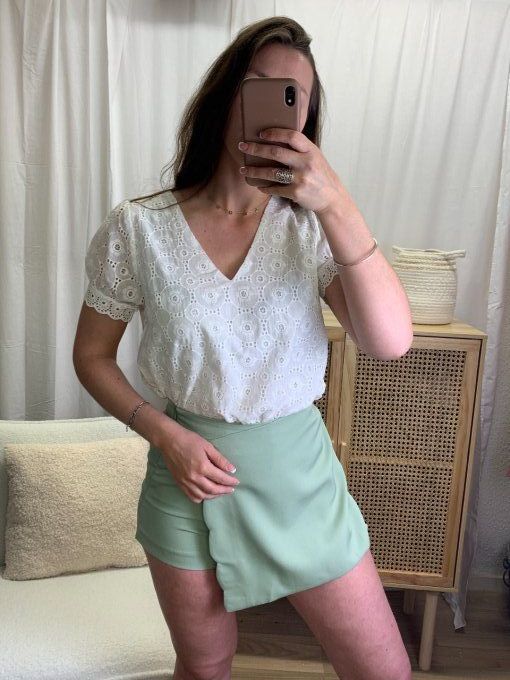 Jupe short vert amande