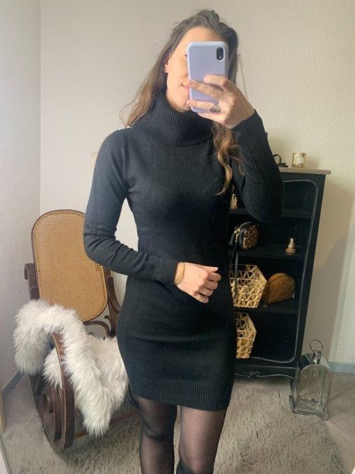 Robe pull à col Noire 