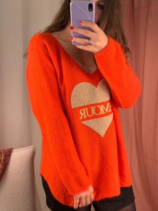 Pull " Amour " Orange 